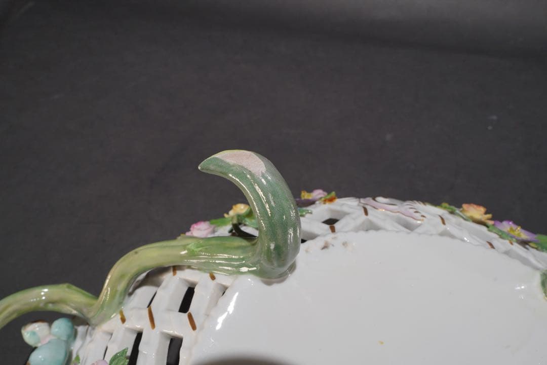 マイセン　 色絵貼花オープンワークコンポート