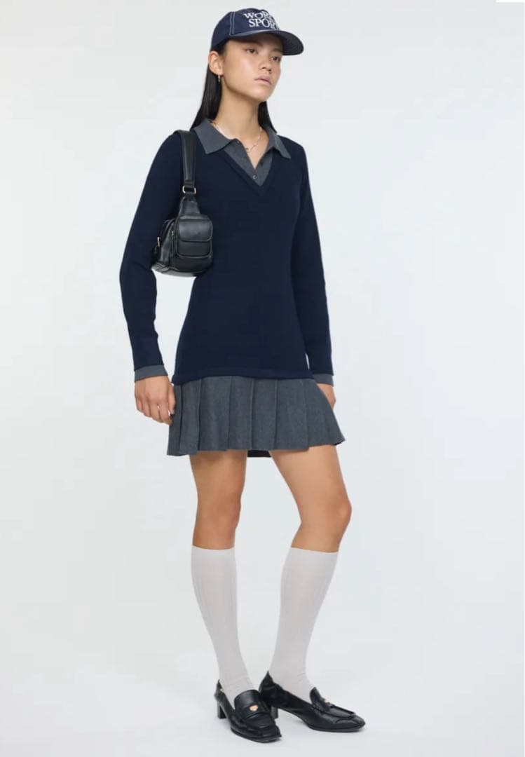 【MOUSSY】LAYERED KNIT ミニドレス　ブラック 長袖