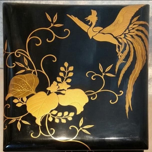硯箱　桐と鳳凰　高蒔絵　水滴、硯付