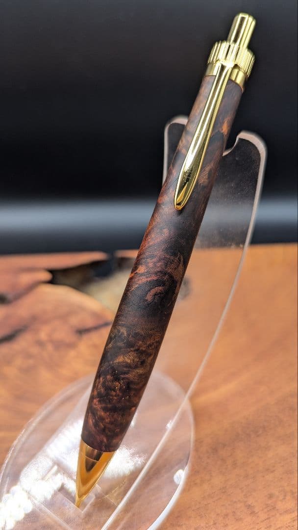 588極上　紫檀　瘤杢　木軸シャーペン　ボールペン