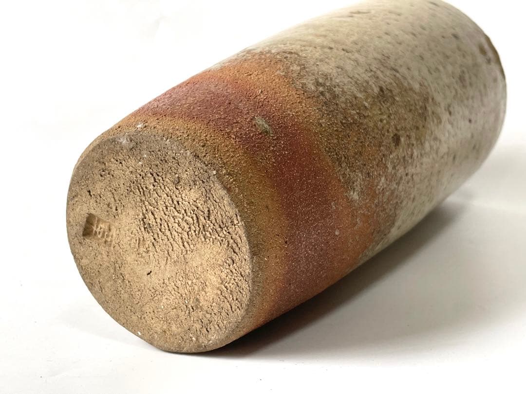 陶芸家　加守田章二　灰釉　筒花入　花瓶　花器　箱なし　益子焼