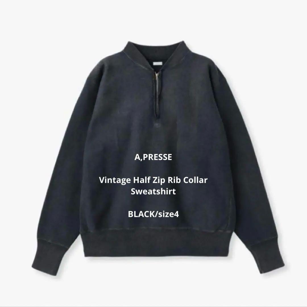トップス A.PRESSE Half Zip Rib Collar Sweatshirt