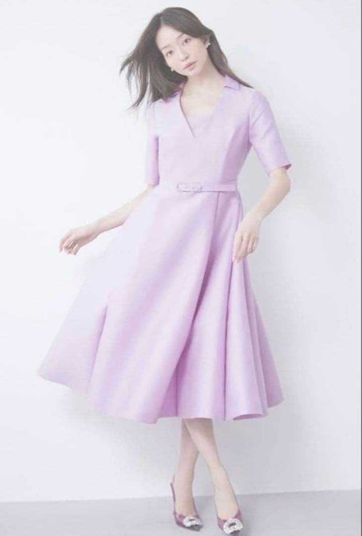 新品　ANAYI 23AW シルクウール　ワンピース　ラベンダー　34