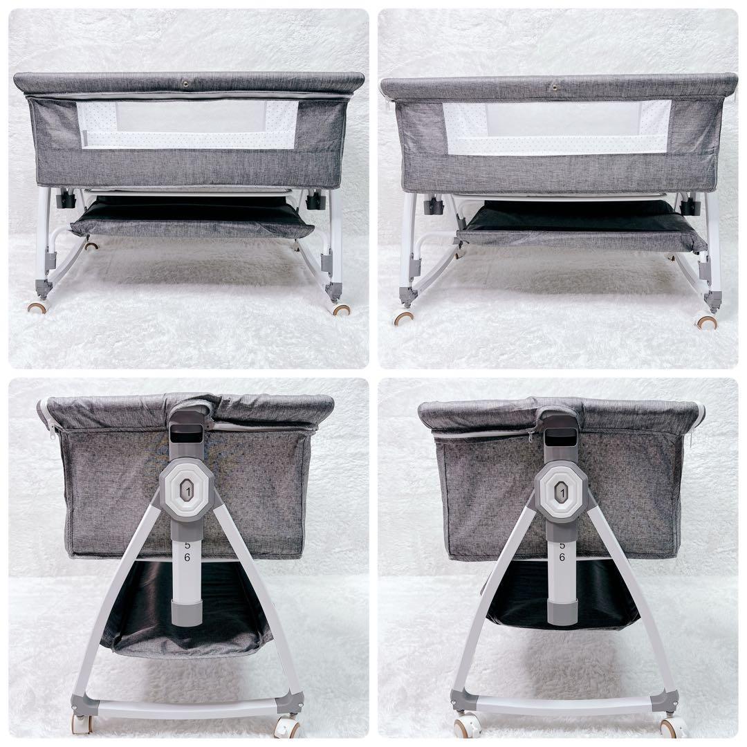 ベビーベッド　高さ調整可能　バウンサー　添い寝　折り畳み　蚊帳
