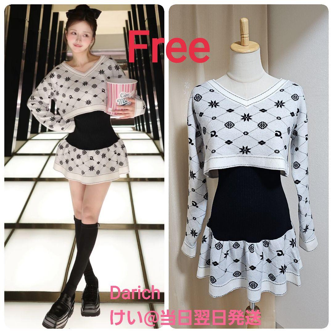 Darich ダーリッチ アンサンブルスノーロゴニットミニワンピース WHT 白