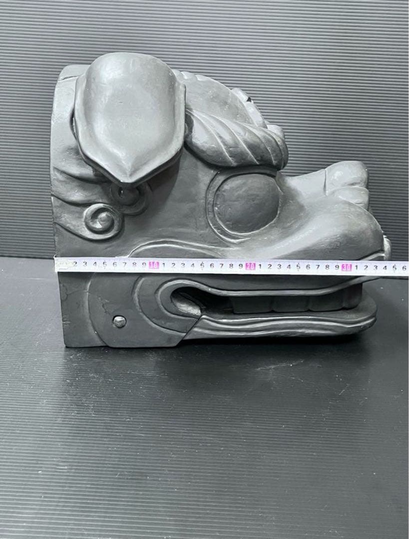 獅子頭　獅子舞　木製獅子頭　黒獅子頭　３０センチ越え　獅子頭置物　魔除け置物