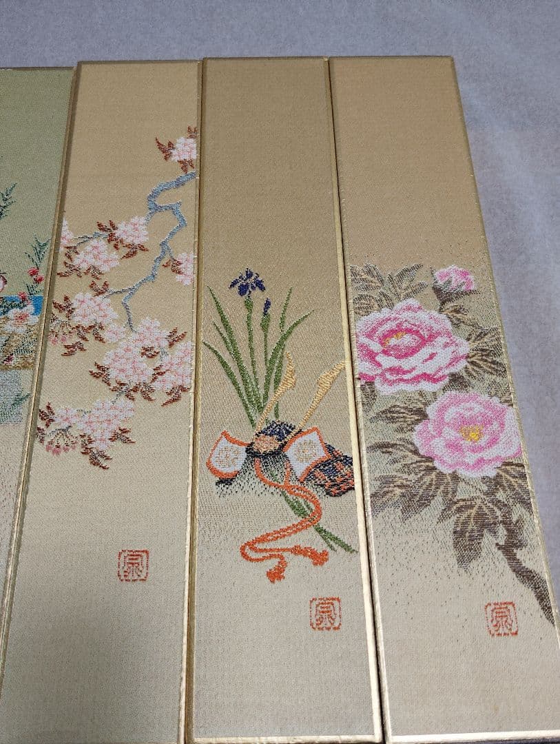 短冊　西陣綾錦織　斉藤宗原画12枚