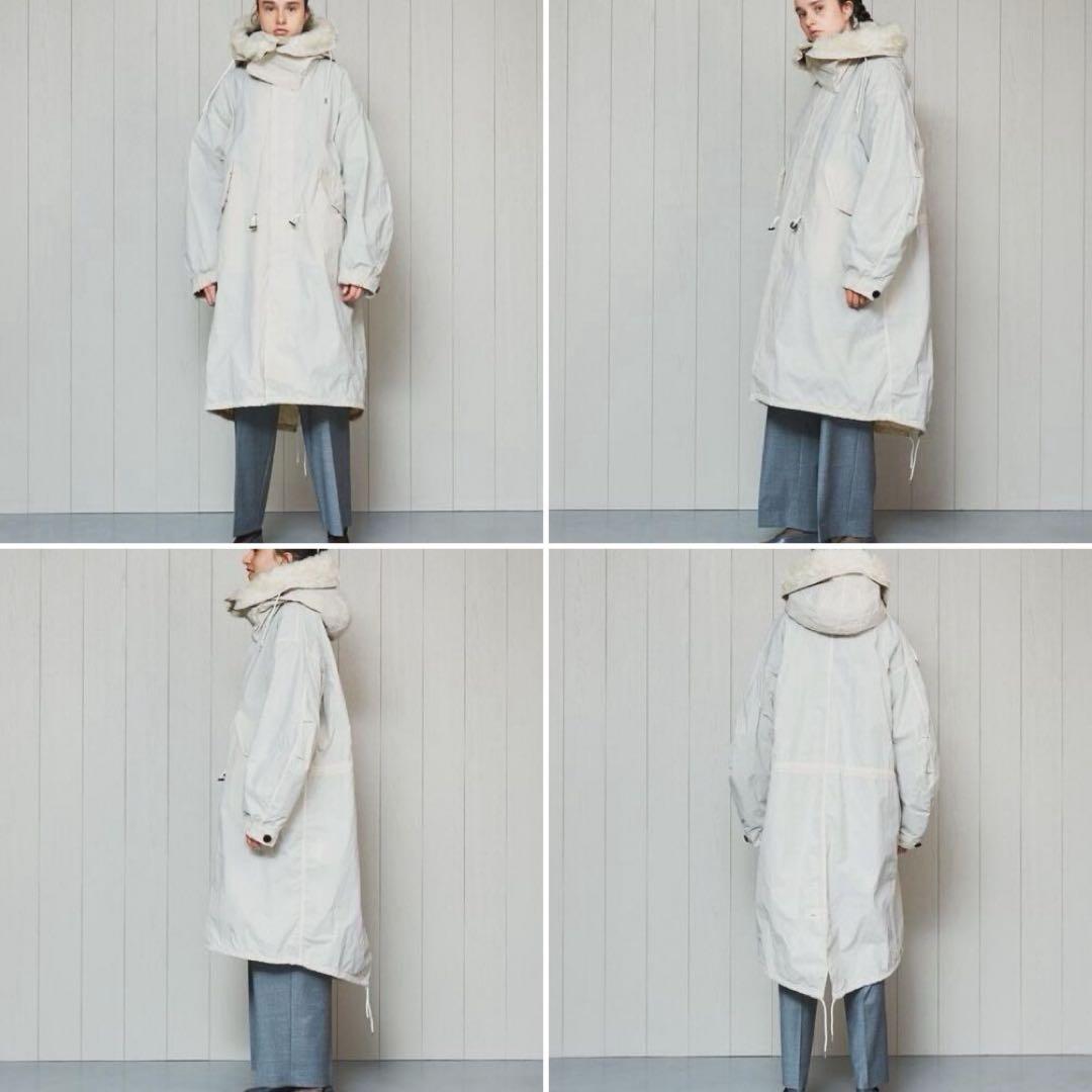 ATON × H BEAUTY&YOUTH モヘア ファー モッズコート グレー