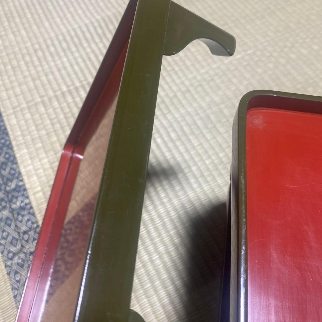 木製脚付お膳　8客　懐石　茶道具　古物　側面ウグイス色　ビンテージ