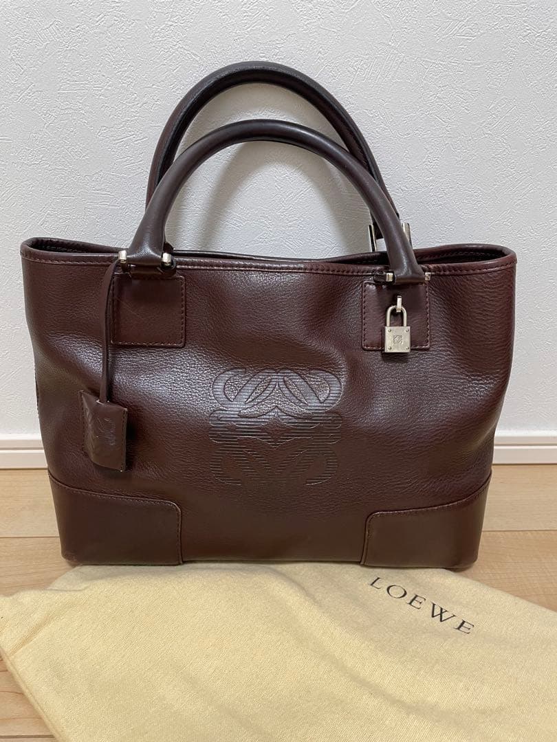 【美品】LOEWE ブラウンレザー バッグ