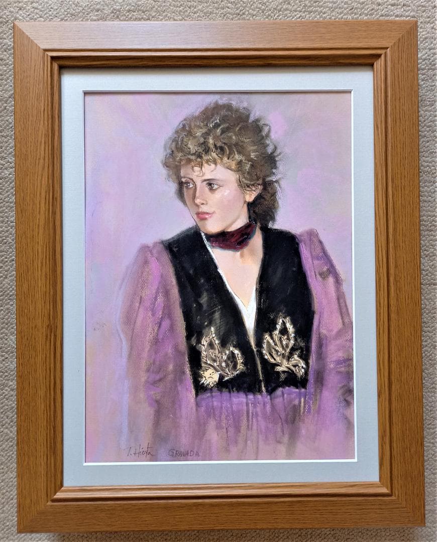 平田鉄男　タイトル「GRANADA」　8号サイズ　パステル画　真作