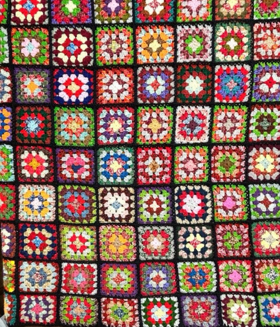 手編み　ベッドカバー　ソファカバー　こたつカバー　約200cm強x約155cm強