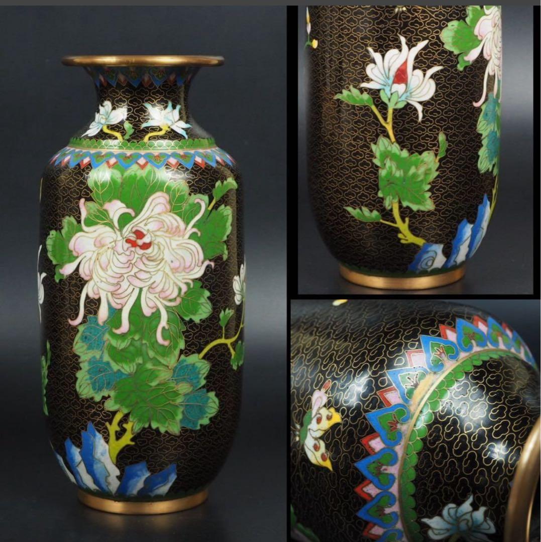 送料無料　中国古玩　景泰藍七宝花瓶　高さ約26ｃｍ