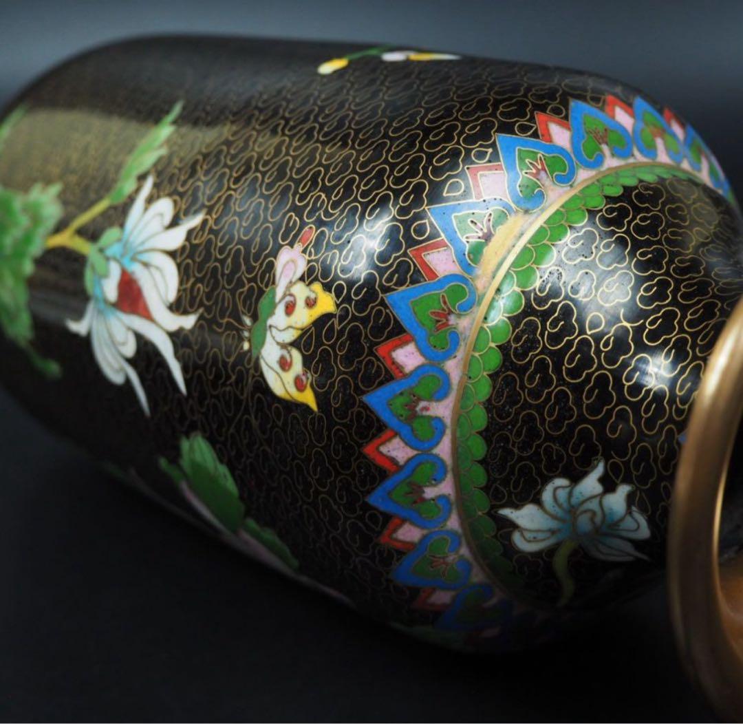 送料無料　中国古玩　景泰藍七宝花瓶　高さ約26ｃｍ