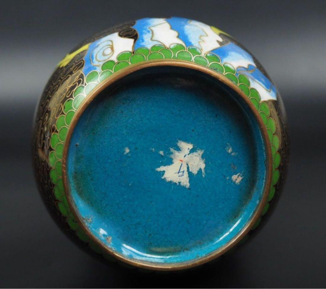 送料無料　中国古玩　景泰藍七宝花瓶　高さ約26ｃｍ