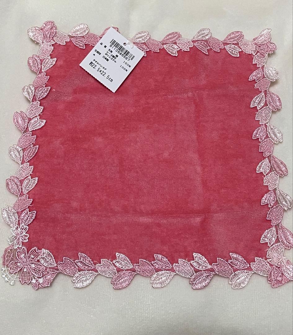 近沢レース　ハンカチ　婦人画報別注　春爛漫　桜便り　桜ひらひら　5枚セット