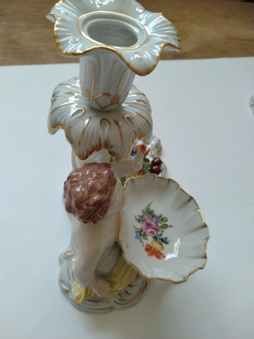 希少 Dresdenドレスデン カールティーメ工房　　天使の燭台ペア キャンドル