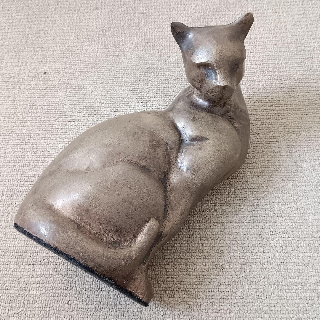 ブロンズ像 【猫】オブジェ 置物 アールデコ 西洋彫刻 高さ約26cm