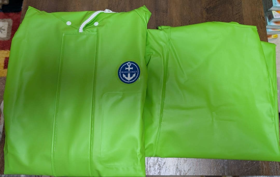 マリンレリー 水産合羽　グリーンLL フィッシング漁師用カッパ上下　未使用