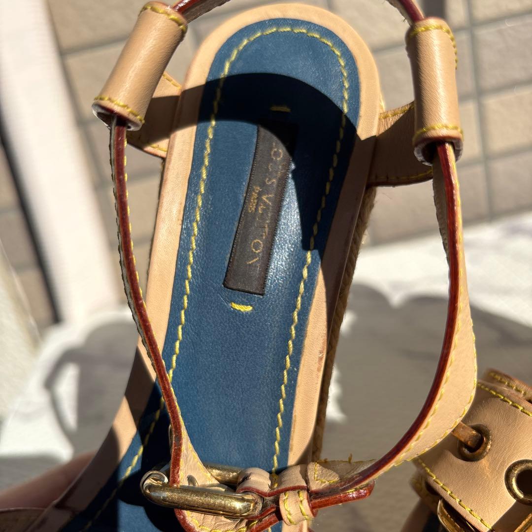 ルイヴィトン　厚底サンダル　デニム　モノグラム　シューズ　スニーカー　LV