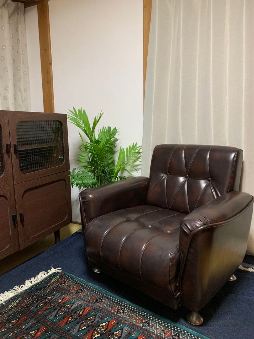 【1/15で終了】美品ふかふか座り心地アンティーク ビンテージ1人掛ソファ