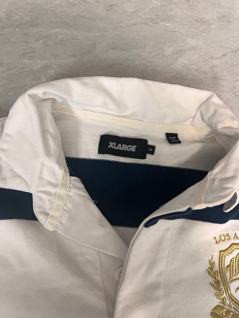 XLARGE ラガーシャツ 白と紺のストライプ