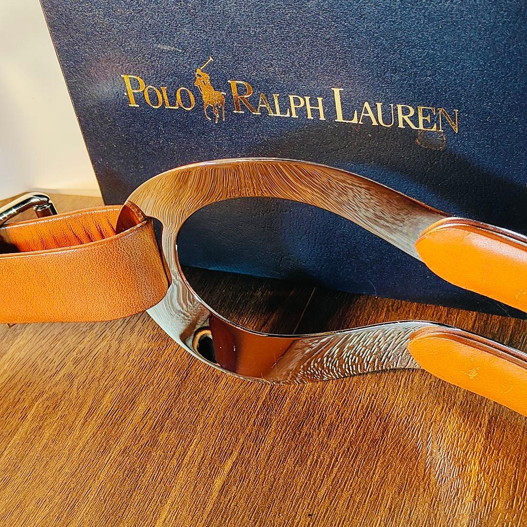 【極上品】ポロラルフローレン 高級ドレスベルト イタリア製　シルバー馬具バックル