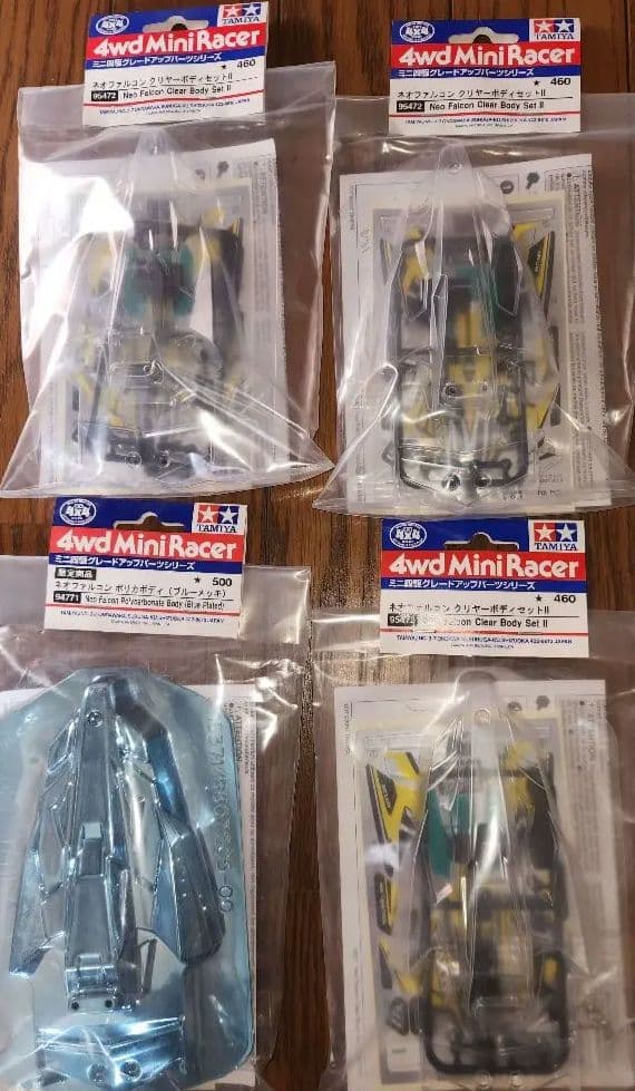 ミニ四駆　ネオファルコン　ポリカ　クリヤー3個　ブルーメッキ1個