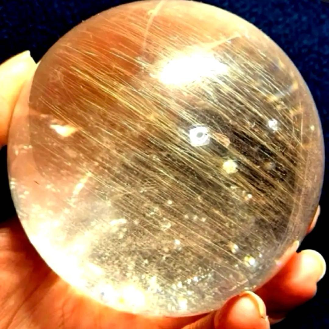 超特大　77mm ゴールドルチルクォーツ　金針水晶　パワーストーン