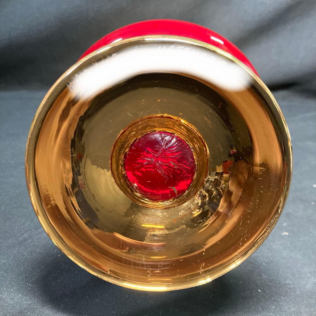 【美品】ボヘミアングラス デキャンタ ワイングラス6個 レッド 金彩 ガラス工芸