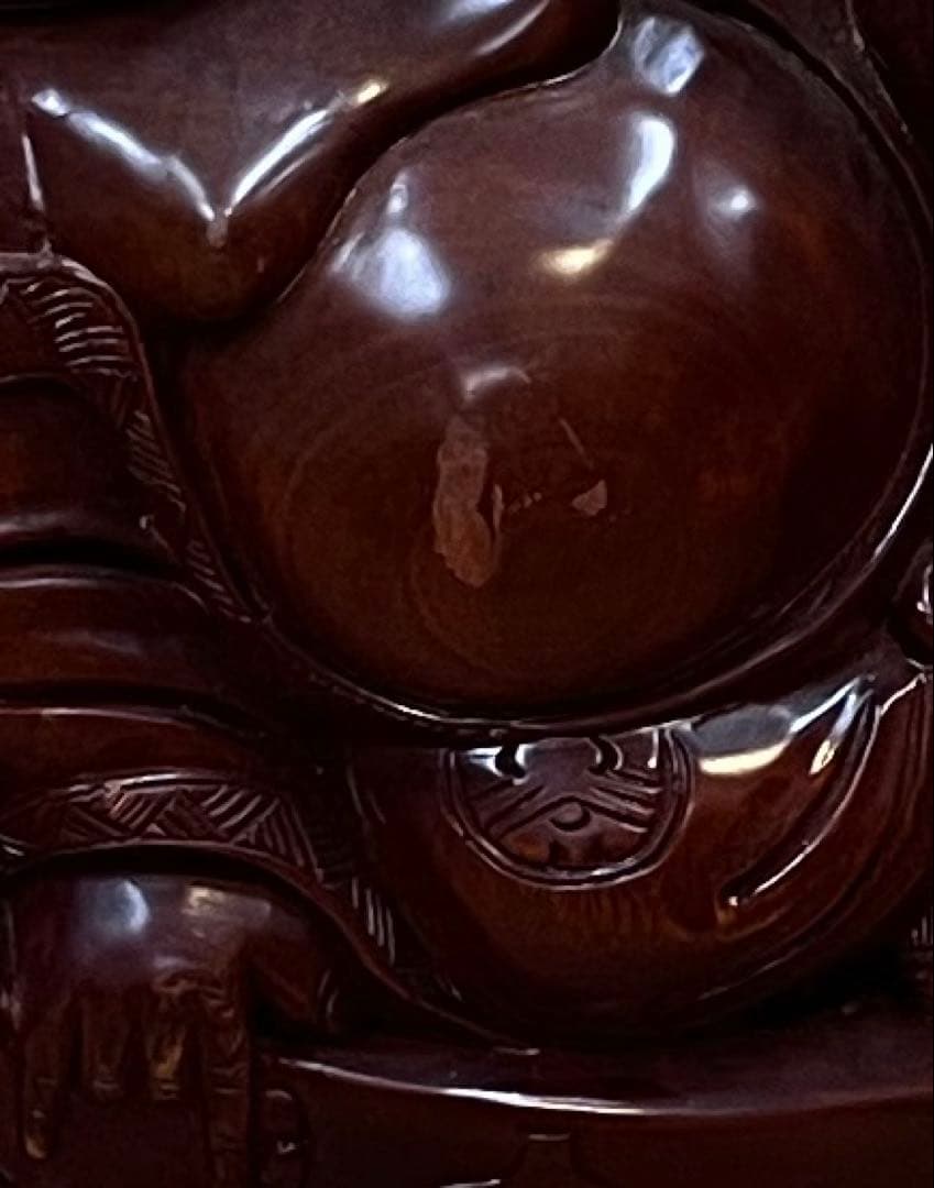 木製　リボン付き　仏像　布袋様　福の神　運気上昇