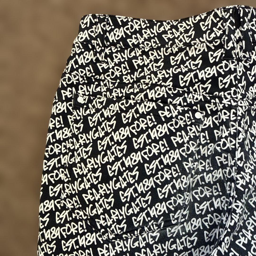 防寒　蓄熱　裏地付き　パーリーゲイツ　パンツ　総柄　S〜M相当　紺　白　ネイビー