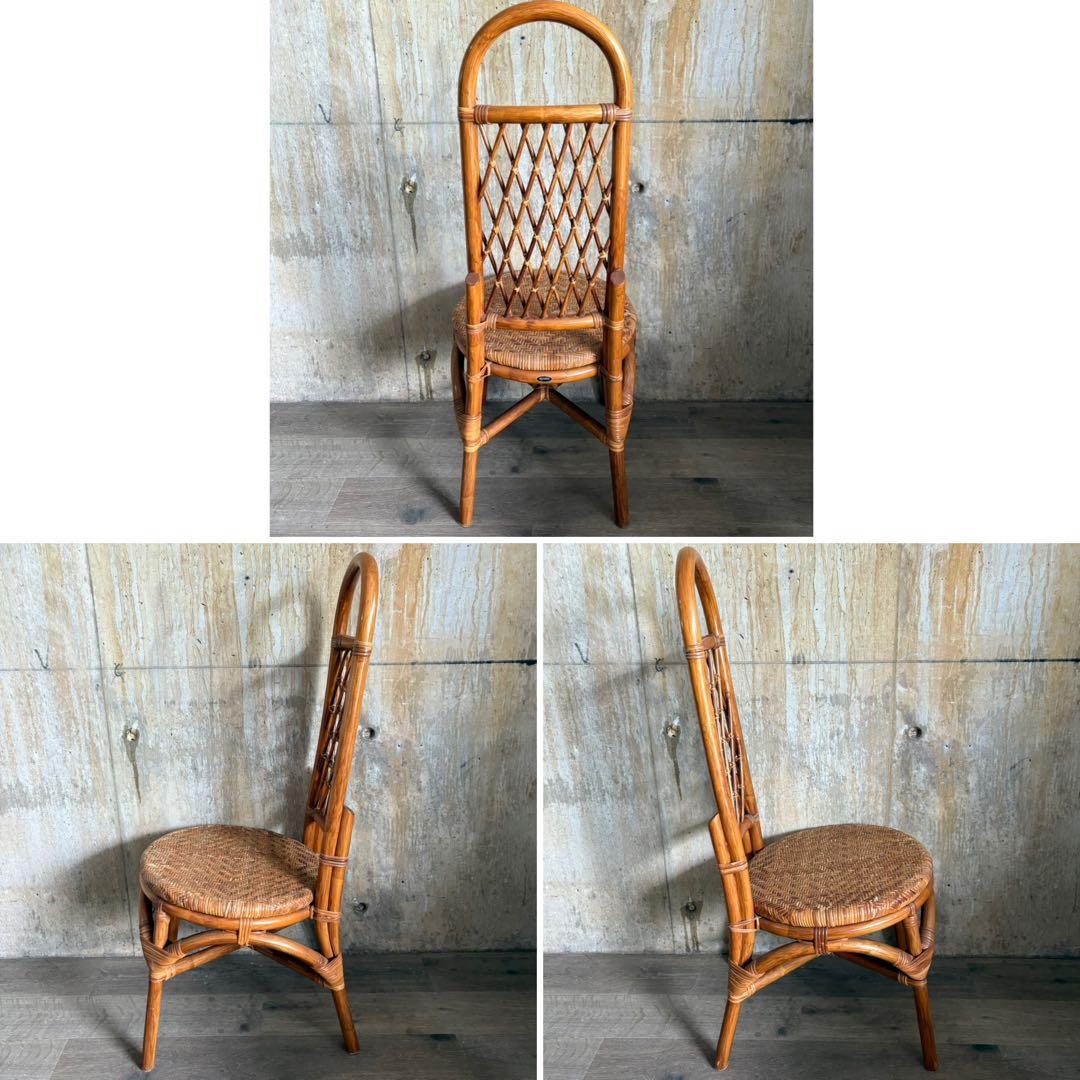 kazama ヴィンテージラタン　ラウンドテーブル & チェア　ラウンジセット