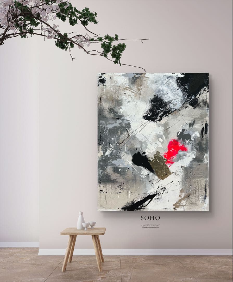 応接間掛画 玄関絵画/アート/抽象画/モダン/ホテル/内装/海外/ニューヨーク