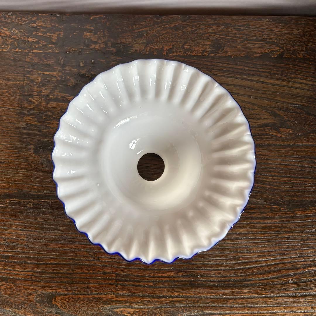 アンティーク電笠　乳白色　緑