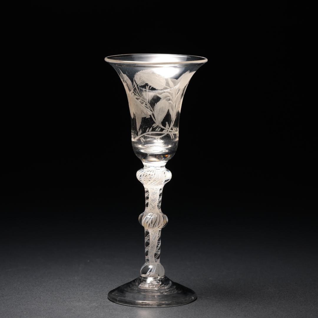 アンティークグラス　ジャコバイト　バラと蝶　ツイストステム　R1539ダI