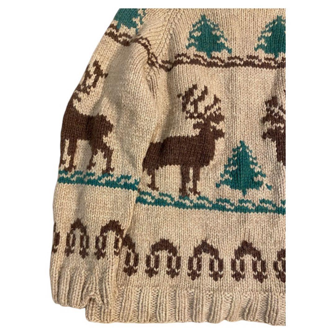 60s カウチンセーター トナカイ柄　ウールニット ヴィンテージ