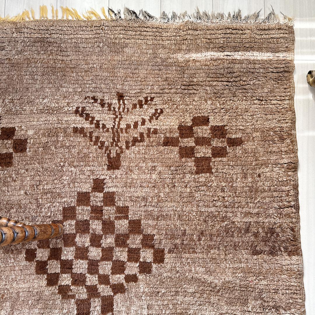 モロッコ製ヴィンテージラグ132 レア ブラウン グレージュ ベージュ ブジャド