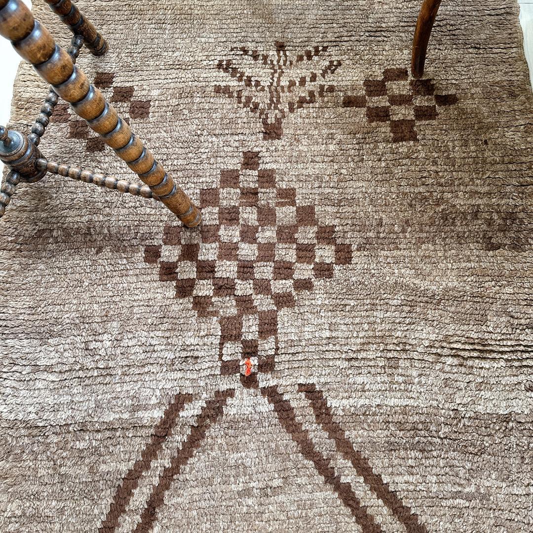 モロッコ製ヴィンテージラグ132 レア ブラウン グレージュ ベージュ ブジャド