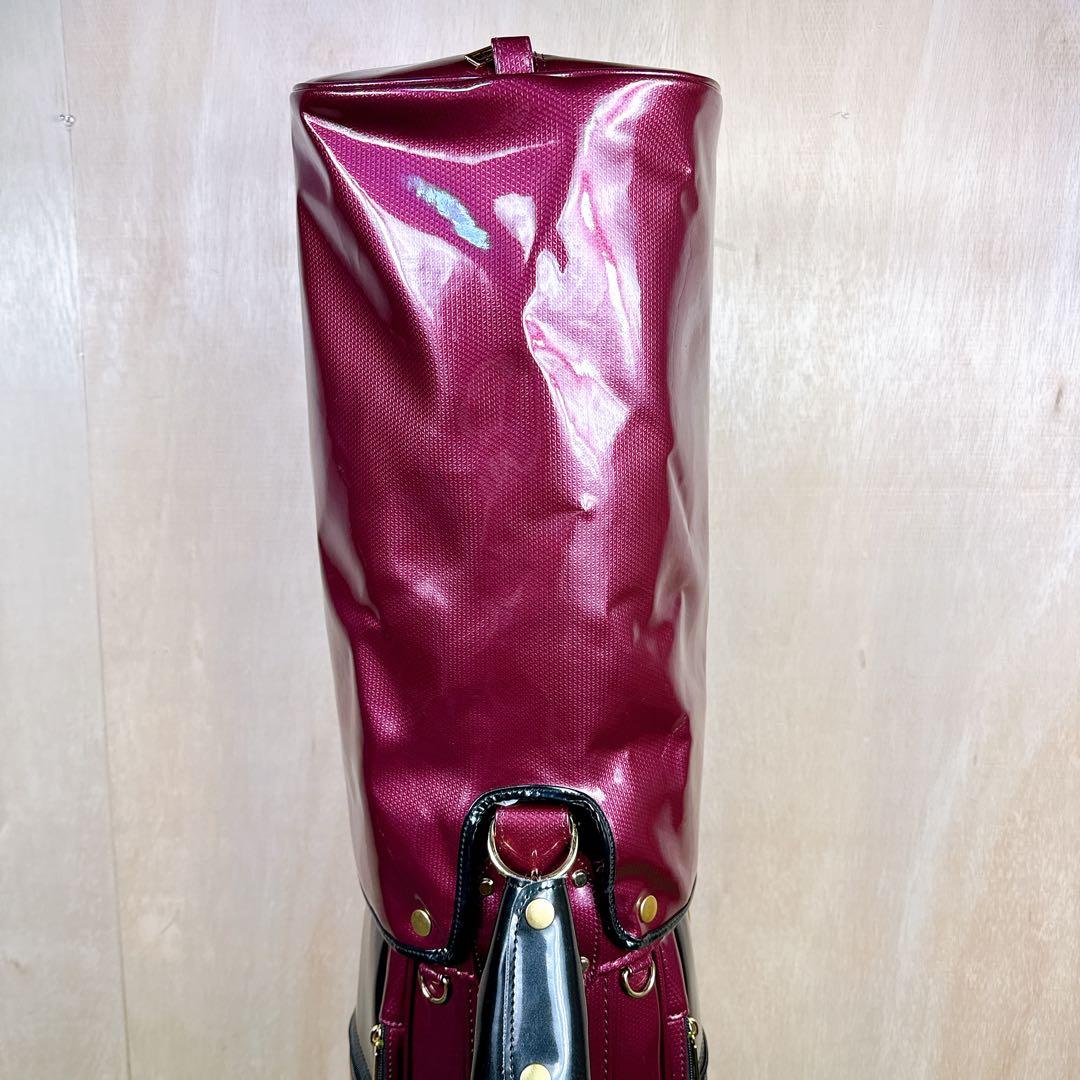 MAJESTY　キャディバッグ　カート式　エナメル素材　ワインレッド系　5分割
