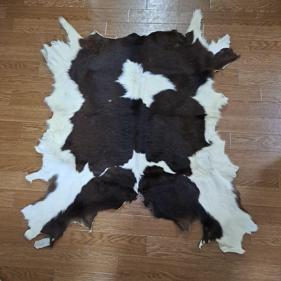 牛革ラグ カウラグ 本革 リアルファー