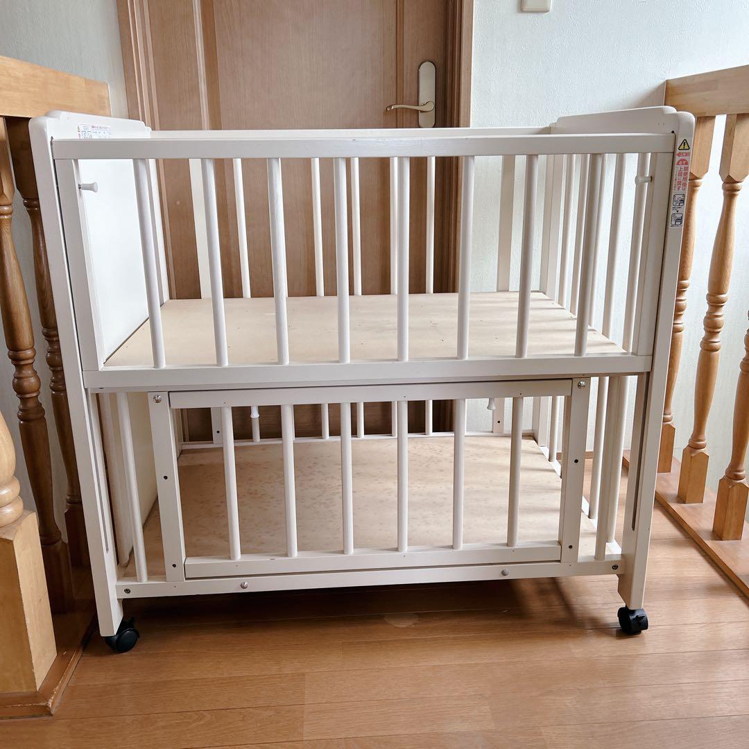 キンタロー ベビーベッド スヌーピー ホワイト 不具合無し おしゃれ 床下収納