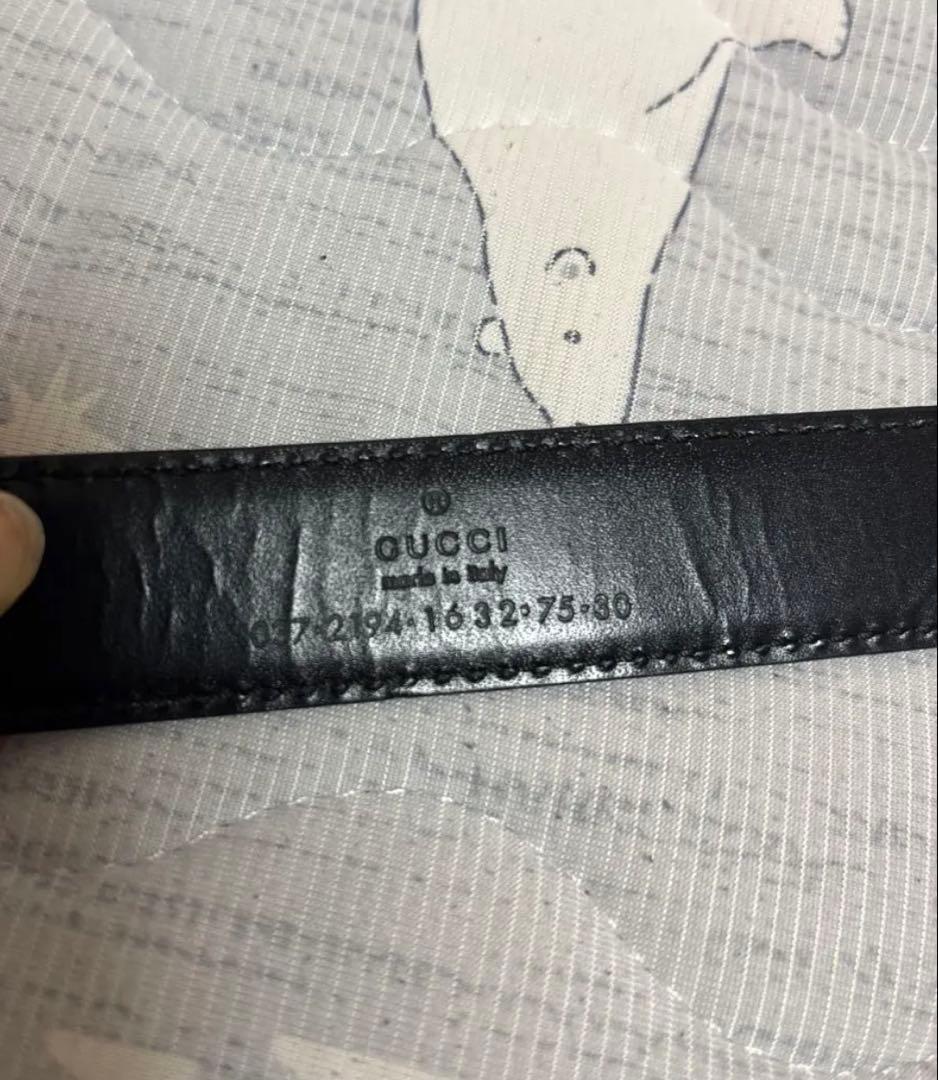 GUCCI ブラックレザー GGロゴベルト　ベルト
