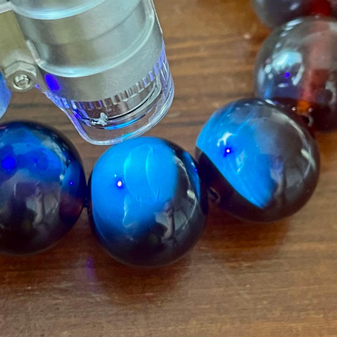 琥珀 20mm レッド ブルーアンバー ミルキー花琥珀 希少 巨大 ブレスレット