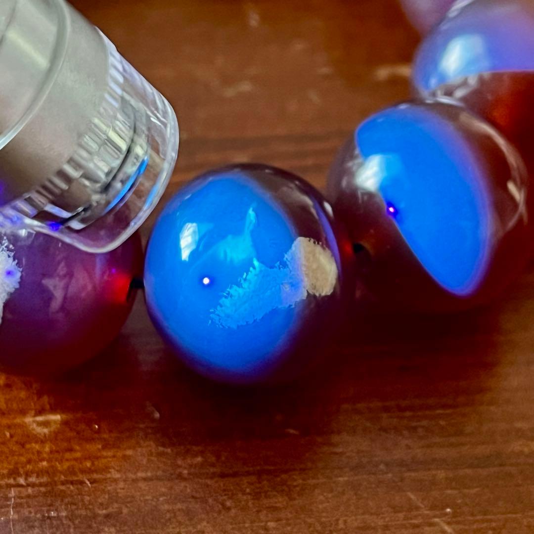 琥珀 20mm レッド ブルーアンバー ミルキー花琥珀 希少 巨大 ブレスレット