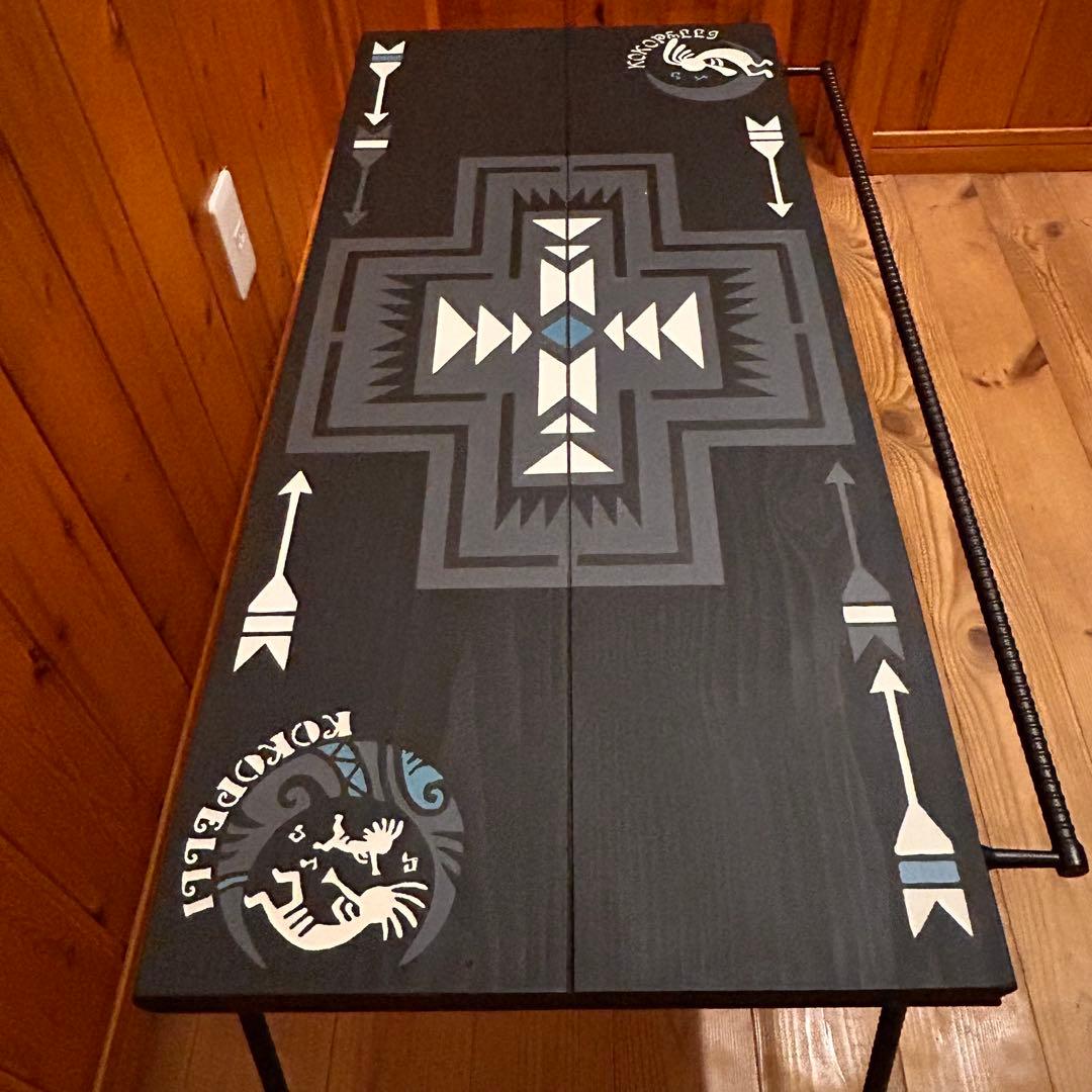 No.562 アイアンローテーブル オルテガテーブル　ネイティブ柄 ココペリ