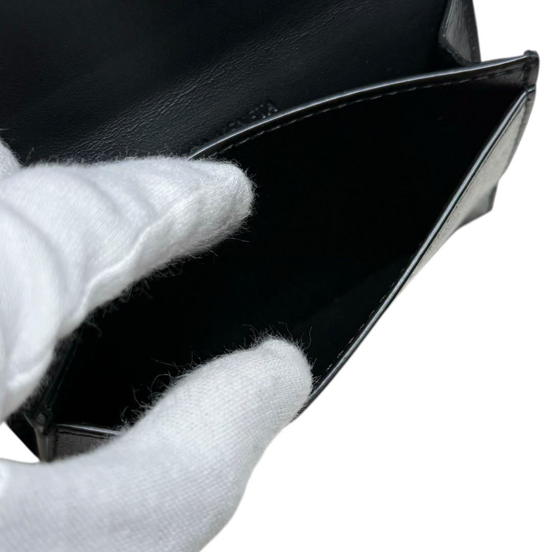 ボッテガヴェネタ 現行 カセット マキシイントレチャート 名刺入れ レザー 黒