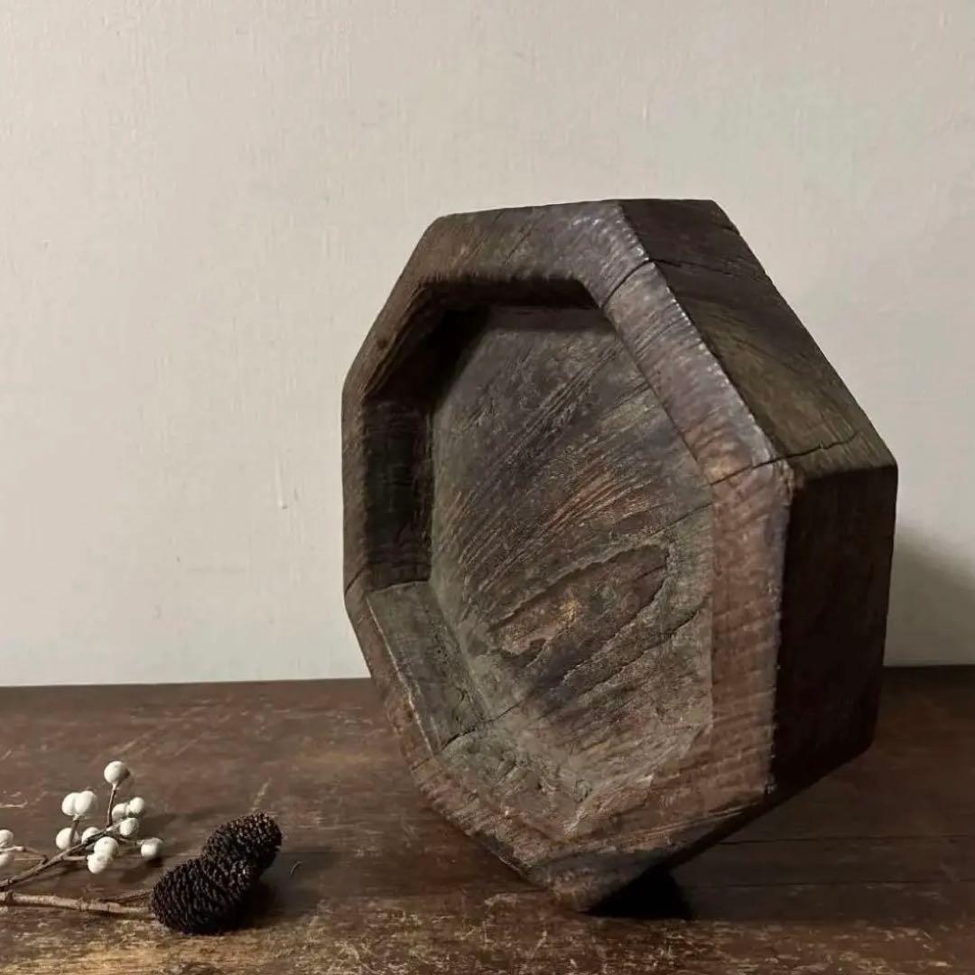 李朝木製灰皿　古民具　韓国古美術　花入　花器　和骨董　アンティーク　古道具