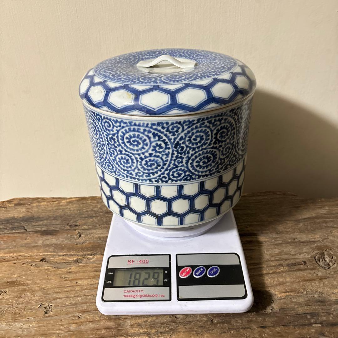 古伊万里たこ唐草蓋物　アンティーク 古道具　骨董　蕎麦猪口　検:李朝.白洲正子