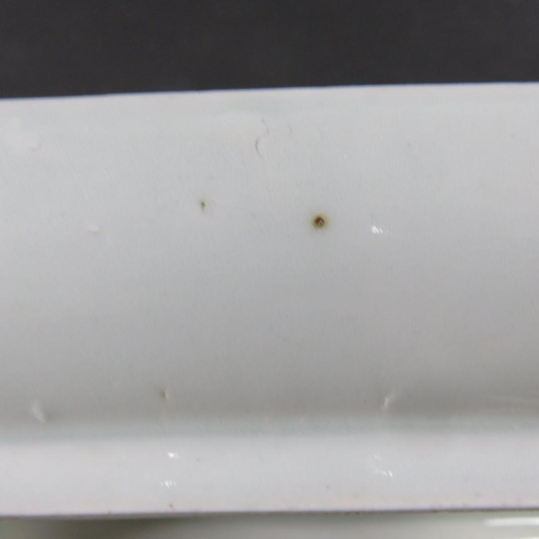 長皿 長角皿 染付 線画 4枚 窯傷 スレ僅か 美品 柳